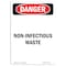 Signmission OSHA Danger Sign, Non-Infectious Waste, 10in X 7in Rigid Plastic, 7" W, 10" L, Portrait OS-DS-P-710-V-2410 - alternate 1